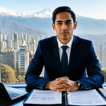 A focused professional, fully clothed in a modest, dark business suit, sits attentively at a modern, ergonomic desk in a bright, high-rise office in Santiago, Chile. Large windows behind them reveal a panoramic view of the city skyline stretching towards the distant Andes mountains under a clear sky. The desk is tidy with a laptop and a few professional documents. The atmosphere is one of professionalism and efficiency.
    safe for work, appropriate content, fully clothed, professional dress, modest clothing, family-friendly, perfect anatomy, correct proportions, natural pose, well-formed hands, proper finger count, natural body proportions, high-quality corporate photography, natural light, sharp focus, vibrant colors.