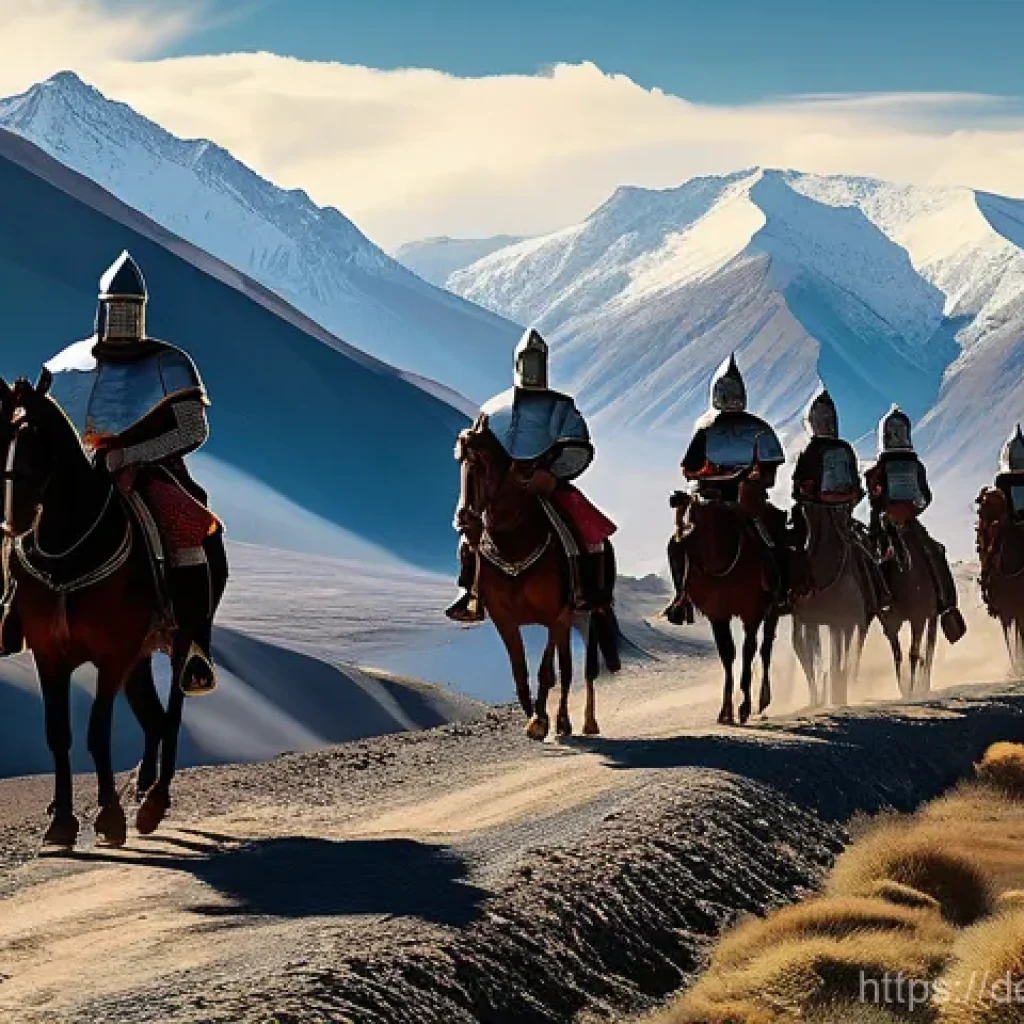 칠레와 스페인 식민지 역사 - **Prompt:** A dramatic scene depicting the arrival of the first Spanish conquistadors in a rugged, m...