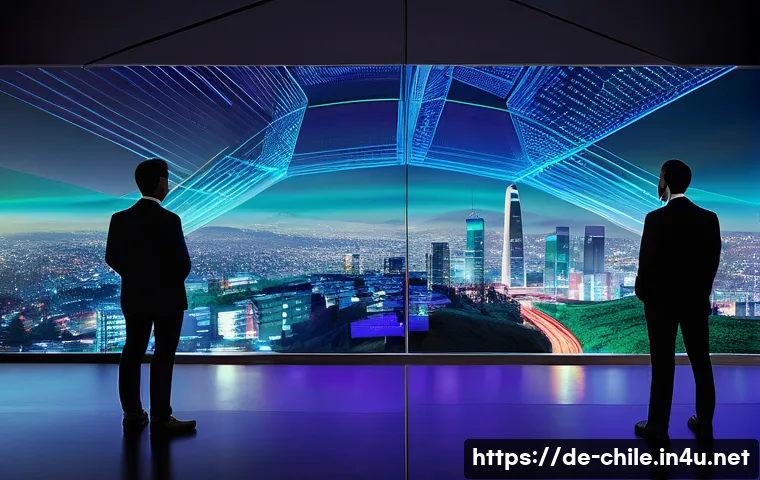 칠레의 사이버 보안 문제 - **Prompt 1: Chile's Digital Fortress**
    A vibrant, panoramic view of a futuristic Santiago, Chile...